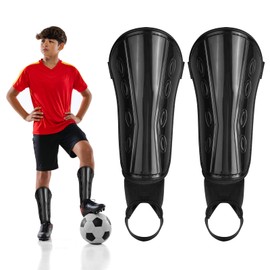 Children's Shin Pads Football with Ankle Football Youth Boys Girls Breathable Football Shin Guards, Child Pillow Protector Reduces Shock Injuries Calf Protection Equipment (M, Black)