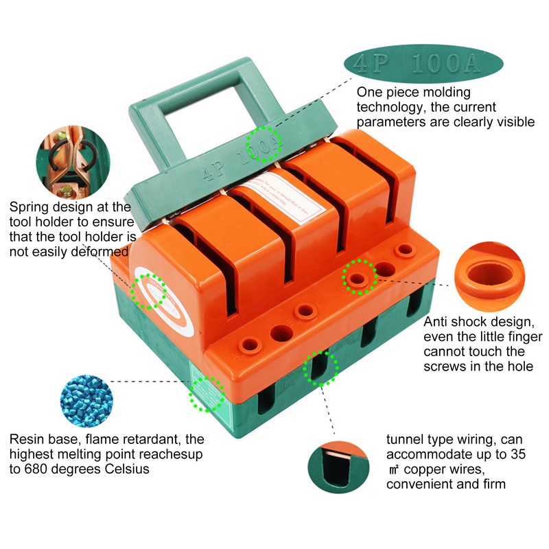 Knife Safety Switch 4P Single Throw 100A AC 380V Terminal