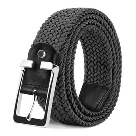 LAKIDAY Unisex Stretchy Braided Elastic Fabric Belt, Width 3.3 cm. - gray