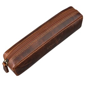 STILORD 'Preston' Leather Pencil Case Vintage Vintage Leather Case Pencil Roll Retro Pencil Case for Men and Women Genuine Leather Colour: Sesto - Cognac, Sesto - Cognac, Pocket organiser
