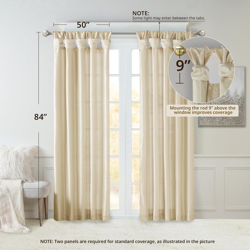 Madison Park Emilia Faux Silk Single Curtain with Privacy Lining,