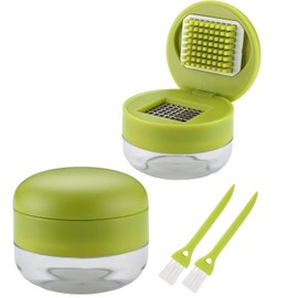 Exprimidor de Ajos, Triturador de Ajo, Prensa de Ajo, 4 Piezas Incluye 2 Exprimidores y 2 Cepillos, Fácil de Usar y Limpiar, Ideal para Cocinar en Casa，También es muy conveniente llevar