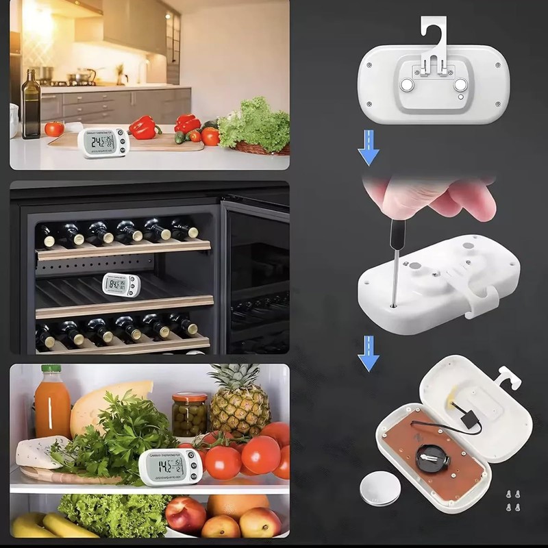 Fridge Thermometer, Indoor Fridge Thermometer, Digital Freezer Thermometer, Waterproof Refrigerator