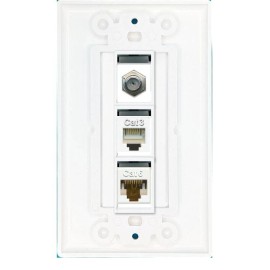 Wallplate City DecorZ - 1 PORT Coax Cable TV CAT6 RJ45 Ethernet Phone Coupler Jack Wall Plate