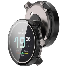 Disscool Full Coverage Case with Screen Protector Compatible with Suunto Race, PC and Real Glass Protective Case Cover Smart Watch Accessories(PC/Black)