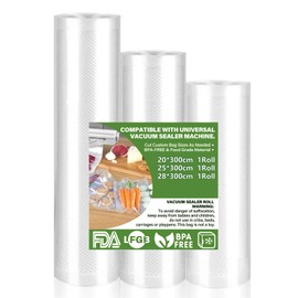 KOOSREEL Vacuum Rolls Vacuum Sealing Film 3 Rolls Vacuum Bags Vacuum Bags for Food, PA + PE