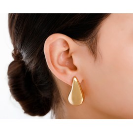 Lucoro 18K Chunky Drop Earrings, Golden Earrings, Women, Stylish Gold-Plated Earrings for Women Girls, Metal, No Gemstone