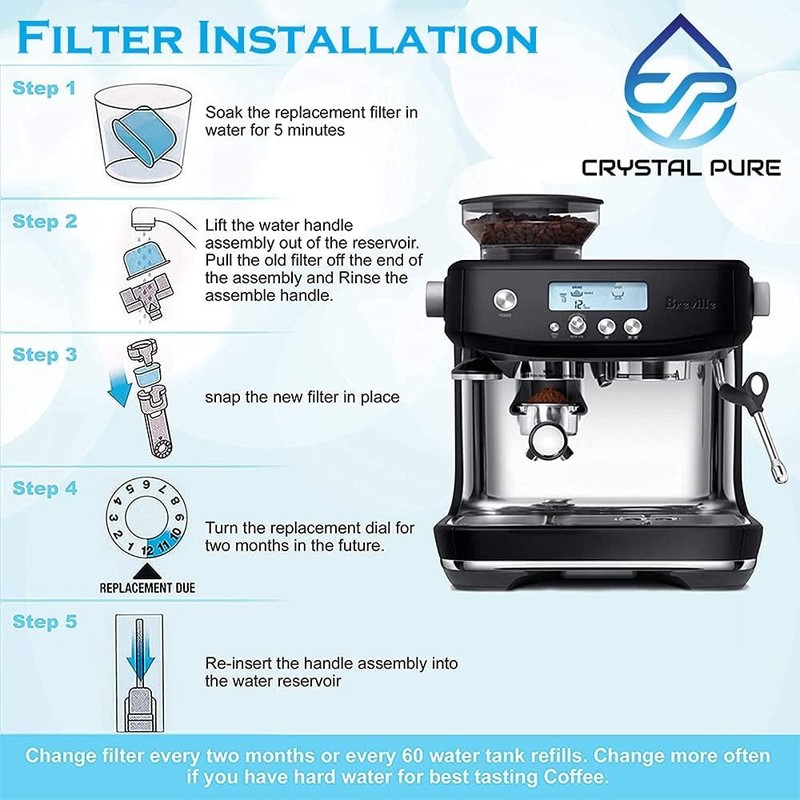Generic 8 Replacement Water Filters (Activated Carbon) for Breville Barista