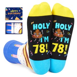 HAPPYPOP 78th Birthday Gifts Ideas Socks - Best Gifts for 78 Year Old Men Women, 78th Birthday Gifts for Him Her Elderly Blue