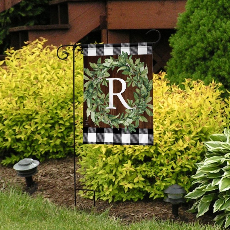 Briarwood Lane Wreath Monogram R Garden Flag Everyday 12.5" x