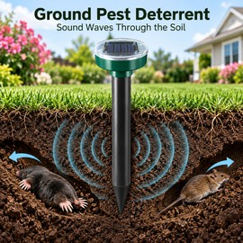 Solar Ultrasonic Pest Repeller for Yard 4 Pcs – Ground Stake Rodent Deterrent for Lawn, Garden, Backyard & Farmland