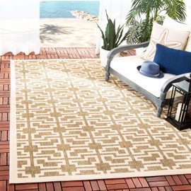 SAFAVIEH Courtyard Collection Area Rug - 7'1 Square, Navy & Beige, Non-Shedding & Easy Care, Indoor/Outdoor & Washable-Ideal for Patio, Backyard, Mudroom (CY6015-268)