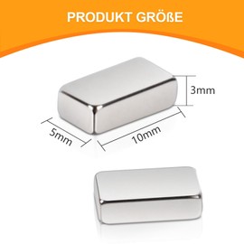 Pack of 80 Small Magnets Strong, 10 x 5 x 3 mm Neodymium Magnets Extra Strong, Magnets for Magnetic Board, Strong Magnetic Plates, Magnetic Rectangular for Kitchen Cabinet, Office, Whiteboard, Pin