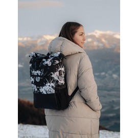 Ela Mo Women's Rucksack, School Backpack, Rolltop, Beautiful, Comfortable and Sophisticated, 18 L