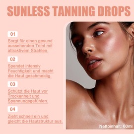 Tanning Drops, 60 ml Self Tanning Drops, Drops for Natural Increase of Melanin, Bronzing Drops for Face & Body, Safe & Effective Self Tanning Drops, Long-Lasting Tan Solarium