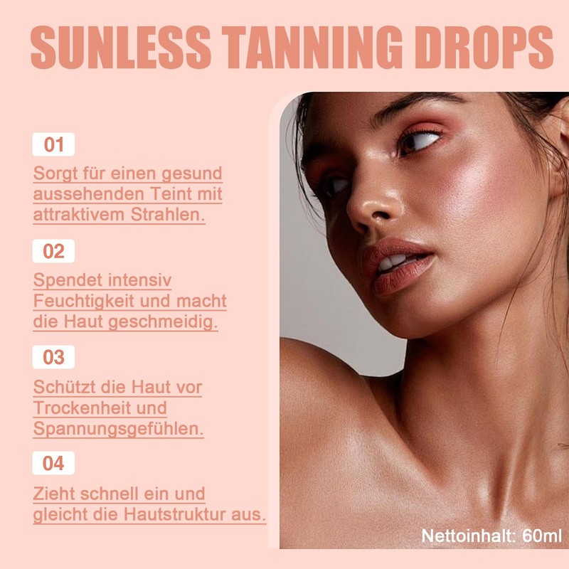 Tanning Drops, 60 ml Self Tanning Drops, Drops for Natural