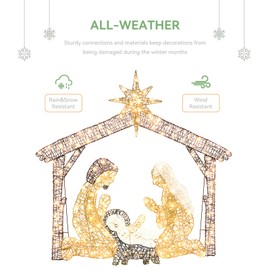 automoris 6FT Lighted Christmas Nativity Scene Outdoor with 165 Lights, 71 INCH Holy Family with Stakes Large Nativity Sets for Xmas Indoor Outdoor Holiday Outside Yard Lawn Garden Holiday Decor