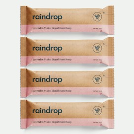 Raindrop Sustainable 4x Eco-friendly Hand Wash Refill Sachets, 1 Sachet = 1 Bottle of Soap 300 ml, Lavender and Aloe scented