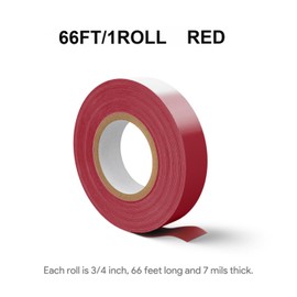 Tangting phoenix Flame Retardant Red Electrical Tape; 3/4 Inch * 66 Feet; PVC Electric Tape for Under 600V Electric, Repair, Home Outdoor Indoor Wire Insulation, 5℉ to 221℉ (1, Red)