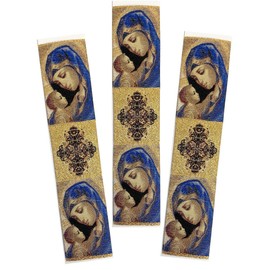 The Christian World Set of 3 Tapestry Book Markers Madonna ; Textile Art vbn-fh-6384