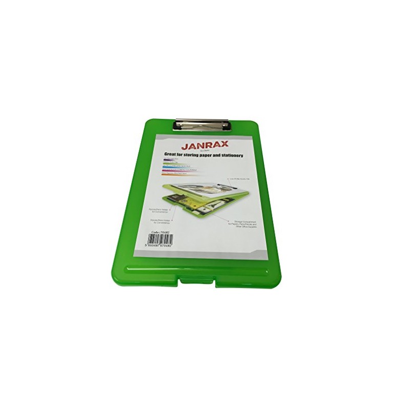 Janrax A4 Green Clipboard Box File - Storage Filing Case