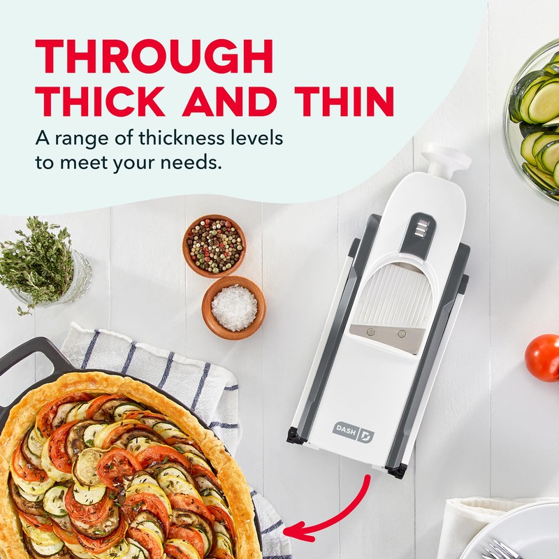 DASH Safe Slice® Mandoline Slicer, Julienne + Dicer for Vegetables,