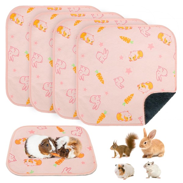 BEAUTYZOO 4 Pack Washable Pee Pads for Guinea Pigs, 12"x12"