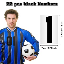 Iron on Numbers,22 Pcs 5 Inch Black Iron on Numbers for Jersey,Heat Transfer Numbers,Fabric Stickers,Number Iron on Patches,0-9 Iron on Transfers for Tshirts Clothing Football Baseball Basketball