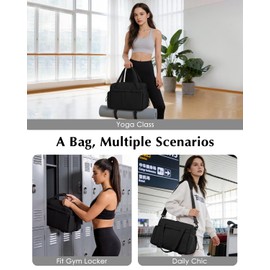 Small Gym Bag, Mini Gym Bag with Yoga Mat Holder & Wet Compartment, Black