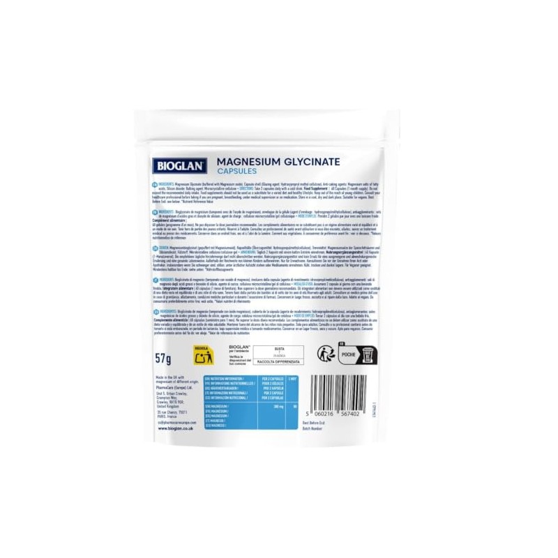 Bioglan High Strength Bedtime Magnesium Glycinate - 60 Vegan Capsules