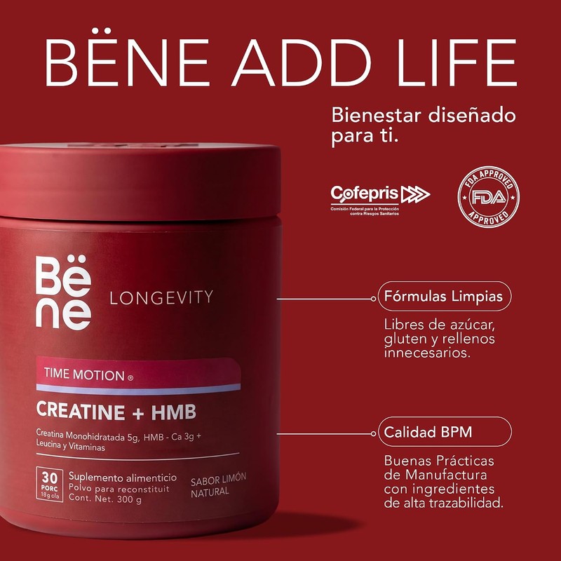 Creatina + HMB Suplemento Alimenticio 300g - Creatina Monohidratada 5g,