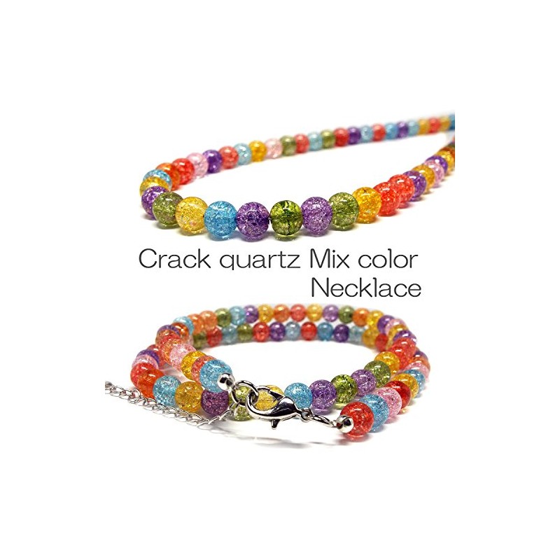 【SION】天然石 ネックレス ミックスカラー クラック水晶 約10mm