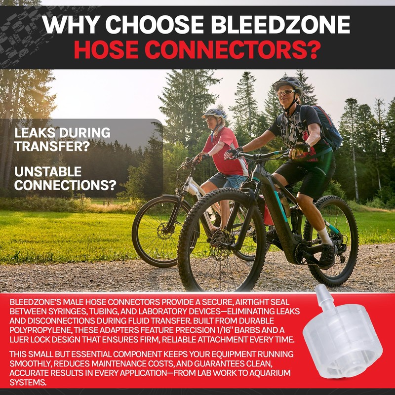 BleedZone Male Luer Lock Adapter to 1/16" Hose Barb, PP