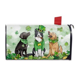 FBCOO St. Patrick's Day Mailbox Cover Magnetic Standard Size 21"x19", Golden Retriever Dog Shamrock Clover Decorative Post Letter Box Wrap Decor, Spring Irish Gold Coins Garden Yard Outdoor Decoration