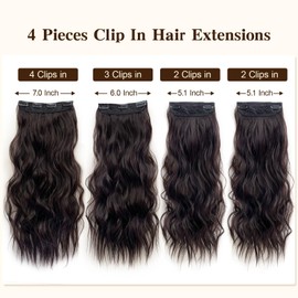Dark Brown Clip-In Human Hair Extensions 22 Inch - 200g Thick Wavy 4PCs Set (6A Mocha Brown) for Daily & Party - Silk-Touch Human Hair with Secure Hold & Natural Shine