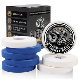 Bighorn Athletics Jiu Jitsu Finger Tape, 0.5-Inch x 45-feet, 8-Rolls | Residue-Free, Zinc Oxide Adhesive | Athletic Sports Tape for BJJ, Wrestling, Climbing, Volleyball, Hands & Toes | Blue & White