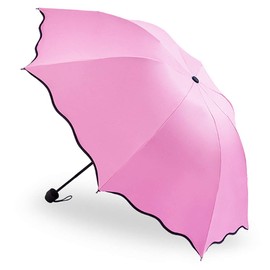 Yoyi Goods Raised Flower Pattern Folding Umbrella, Parasol, Rain Umbrella, Lightweight, Compact, 8 Ribs, Large Size, UV Protection, Simple Design (Purple)