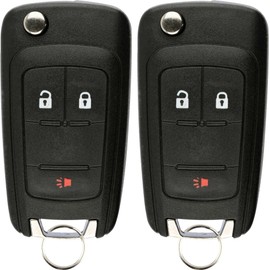 KeylessOption Keyless Entry Car Remote Uncut Flip Ignition Key Fob Replacement for GMC Chevy Equinox OHT01060512 (Pack of 2)