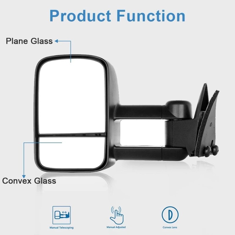 ORRIGEY Towing Side Mirrors Manual Telescoping For 1988-98 Chevy/GMC C/K