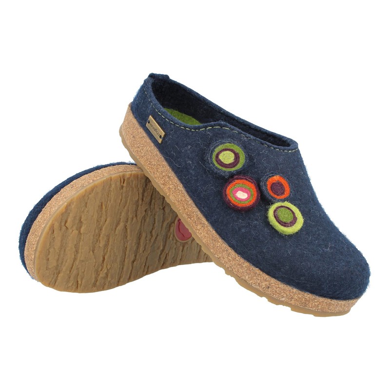 Haflinger Chloe Mule,Captains Blue,37 EU/6 US Womens M