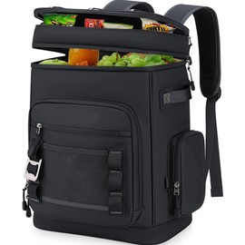 Insulated Cooler Backpack 30L - Leakproof & Lightweight, Keeps Ice 24+ Hours for Camping, Beach, Hiking, Picnics - Includes Bottle Opener & Side Pockets (Black)