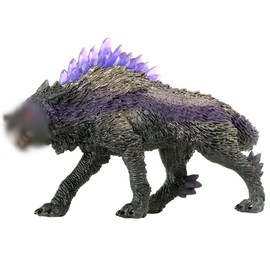 High Simulation Plastic Lifelike Wolf Figures Wild Animal Model Decoration, Realistic Mythical Monster Action Figure with Purple Fur and Transparent Back Crystals, Toy for Children (A3)
