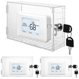 SHUESS 3 PCS Large Thermostat Lock Box with Key, Universal Thermostat Cover with Lock for Thermostat on Wall, AC Control Lock Box Cover with Key Fits Thermostats 7'' x 4.4'' x 2'' or Smaller