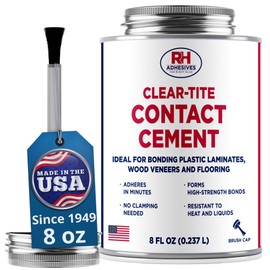 Clear-Tite Contact Cement, 8 oz. can - Laminate Flooring, Countertops, Tabletops, Crepe Rubber, Ceramics, Wood Veneers, Waterproof, Long Lasting - RH Adhesives
