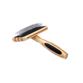 Bass Brushes | De-Matting Pet Brush Alloy Pin | Pure Bamboo Handle | Slicker Style | Striped Finish | Model A23-SB