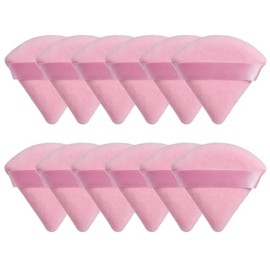 12 Piezas Esponjas Maquillaje Triangular para Polvo, Borlas para Maquillaje en Seco y Mojado, Esponjas Faciales Maquillaje Terciopelo Suave para Polvo Suelto/Polvo Corporale/Base de Maquillaje (Rosa)