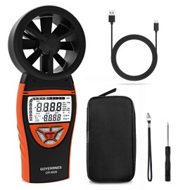 GOYERRNES Handheld Anemometer for Wind Speed Temp Humidity, Digital Rechargeable Air Flow Gauge Meter, Portable CFM Measuring Device for HVAC Outdoor Sailing Shooting Golf Drone Flying