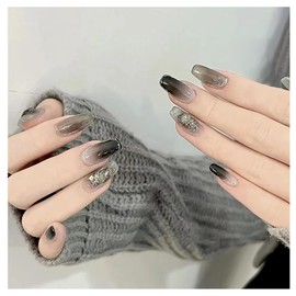 SEMTIM Nail Tips, 24 Pieces, Medium, Short, Round False Nails, Short Nail Tip, Medium Long, Popular, Japanese Style, Cute, Simple, Stylish, Adult Ceremonies, School Entrance Ceremonies, Graduation