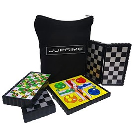 BR00007 - Juego de 4 Populares y Divertidos Cuadros de ajedrez y Escalera, Juego de Dados magnéticos, Juego de Caja Plegable, Regalo de Navidad,...   
