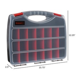 Hardware Organizer Box with Dividers - 23 Compartment Small Parts Organizer Portable Tool Box with Secure Latches - Plastic Screw Storage for Nuts, Beads, Jewelry or Tackle by Stalwart
